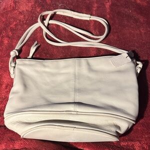 Cream Leather Crossbody Shoulder Bag
